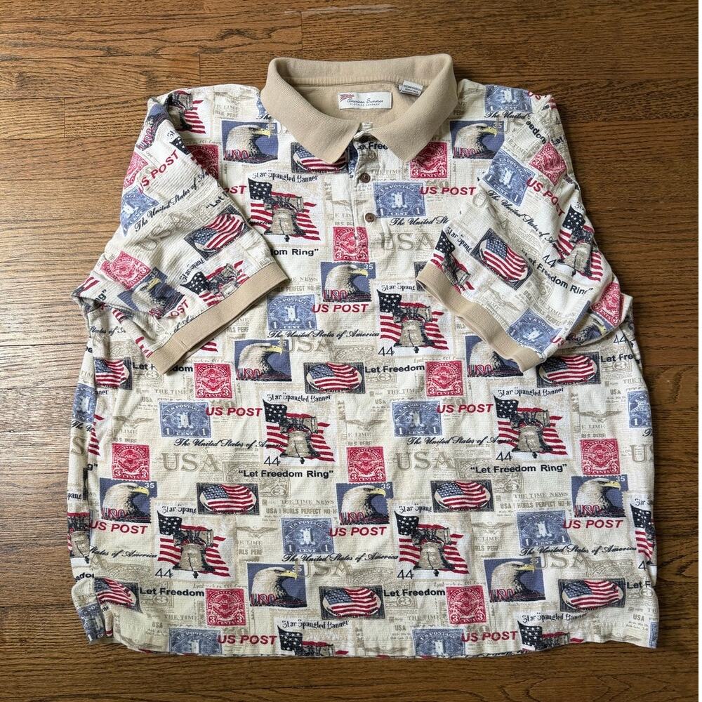 Vintage American Summer Clothing Company US Post Pattern Polo Size XXL